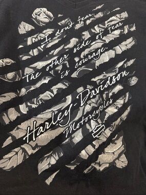 Harley Davidson Women XS Black V neck Roses Colorado